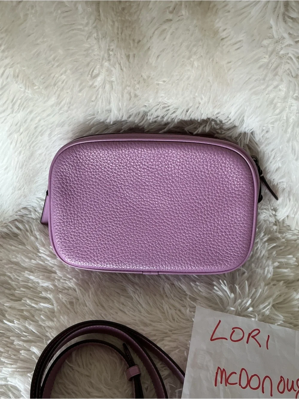 Coach Lilac Pebbled Leather Crossbody Camera Bag